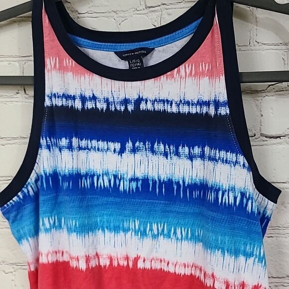 Tommy Hilfiger Girls' Sleeveless Tie Dyed Tank Dress Red White Blue Americana - Picture 2 of 10